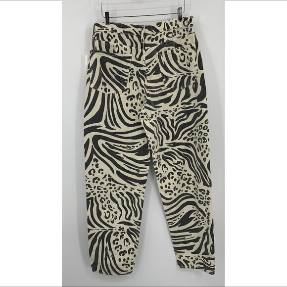 Mother Curbside Heel wide leg high rise button fly jeans Animal Tracks new 34 - Picture 4 of 6